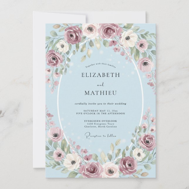 Baby Blue Serene Spring Wedding Invitation (Front)