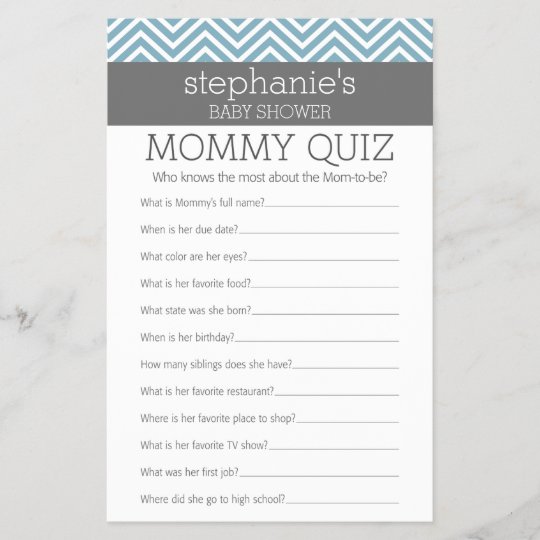 Baby Blue Shower Game Who Knows Mommy Best Quiz Zazzle Com