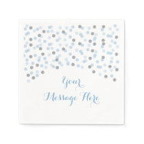 Baby Blue & Silver Confetti Baby Shower Paper Napkins