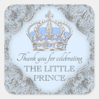 Baby Blue Silver Prince Baby Shower Stickers