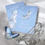 Baby Blue Silver Shoe Cinderella Sweet 16 Birthday Save The Date<br><div class="desc">Searching for Cinderella themed birthday party ideas? Create your own magical, elegant save the dates on an easy DIY template that is simple to have personalized. The unique, original fairytale art by Raphaela Wilson features a beautiful glass shoe with a butterfly (crystal Cinderella slipper), horse drawn pumpkin carriage, midnight clock,...</div>