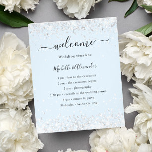 Baby blue silver wedding budget program flyer