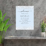 Baby blue silver wedding budget program poster<br><div class="desc">A baby blue background decorated with confetti,  sparkles.  Personalize and add your names and wedding details. Black colored letters.  If you have more text it's possible to reduce the line space.</div>