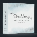 Baby Blue Silver Wedding Photo Album 3 Ring Binder<br><div class="desc">Elegant wedding photo album binder featuring baby blue watercolor ombre clouds with silver glitter. It says "the wedding of" at the top of the cover. Customize this product by adding your names and event date. The default title on the spine says "MEMORIES" and the event date at the bottom. Theses...</div>