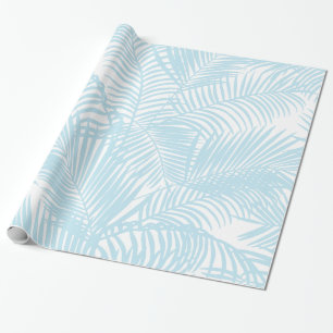 Baby blue simple modern tropical palm tree floral wrapping paper