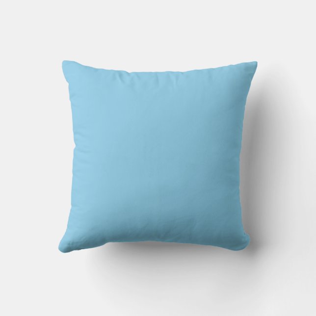 Baby Blue Sky Solid Color Throw Pillow (Back)