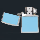Baby Blue Sky Solid Color Zippo Lighter<br><div class="desc">Zippo Pocket Lighter in classic brushed chrome finish printed with Baby Blue Sky Solid Color graphic art design illustration and select products collection by TheFabricSeal print on demand shop at Zazzle.com #ZazzleMade https://www.zazzle.com/store/thefabricseal TheFabricSeal©️Original. Baby blue is a lighter blue hue tone plus a bit of white. It's actually a gradient....</div>