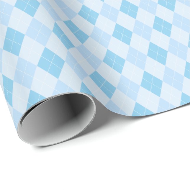Baby Blue Small Argyle Baby Shower Wrapping Paper (Roll Corner)