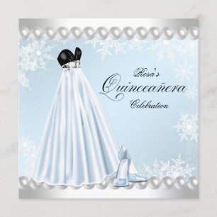 Baby Blue Snowflake Quinceanera Invitation
