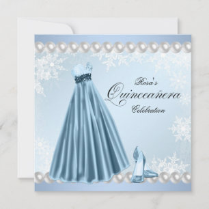 Baby Blue Snowflake Quinceanera Invitations