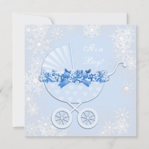 Blue Snowflake Winter Wonderland Baby Shower Personalized Invitations