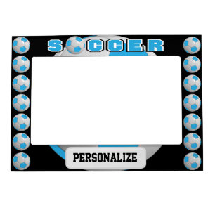 Baby Blue Soccer Ball DIY Name Magnetic Frame