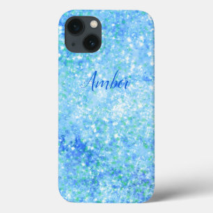 Baby Blue Sparkle Glitter Elegant iPhone 13 Case