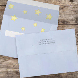 Baby Blue Stars Pattern Custom Envelope