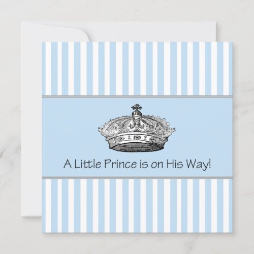 Baby Blue Stipes Prince Baby Boy Shower Personalized Announcement