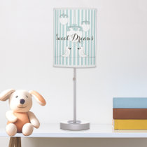 Baby Blue Stripe Cute Bird Children's Nursery Room Table Lamp