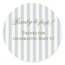 Baby Blue Striped Ready to Pop! Favor Stickers
