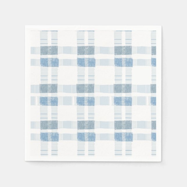 Baby Blue Stripes Checkered Pattern Napkins (Front)