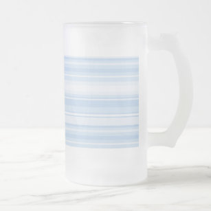 Baby blue stripes frosted glass beer mug