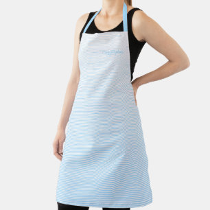 Baby Blue Stripes Modern Pattern Chic Monogrammed Apron