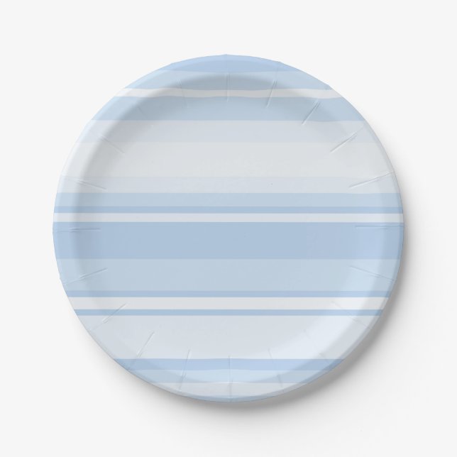 Baby blue stripes paper plates (Front)