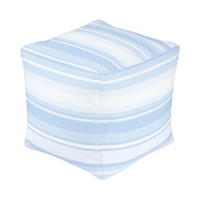 Baby blue stripes pouf (Angled Front)