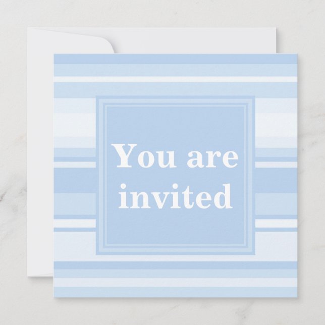 Baby blue stripes simple elegant invitation (Front)