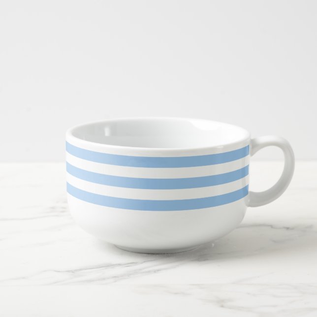 Baby Blue Stripes Soup Mug (Left)