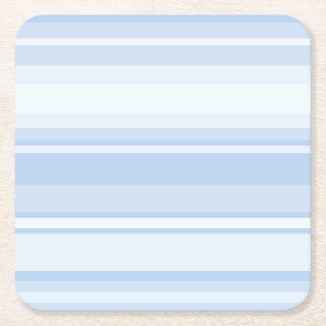 Baby blue stripes square paper coaster (Front)