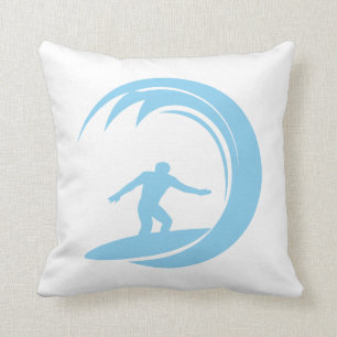 Baby Blue Surfing Throw Pillow