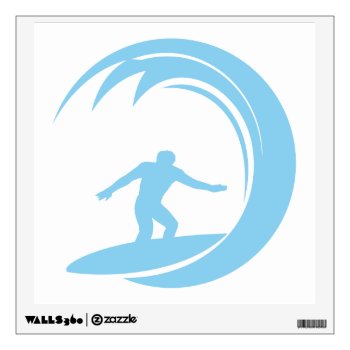 Baby Blue Surfing Wall Sticker by ColorStock at Zazzle