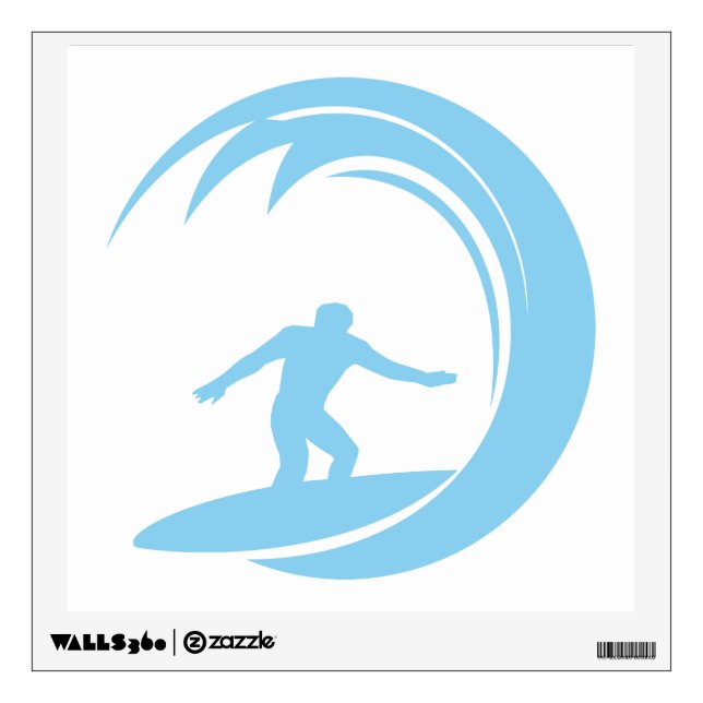 Baby Blue Surfing Wall Sticker (Front)
