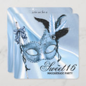 Baby Blue Sweet 16 Masquerade Party Invitation (Front/Back)