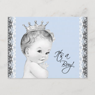 Baby Blue Sweet Little Prince Baby Shower Invitation