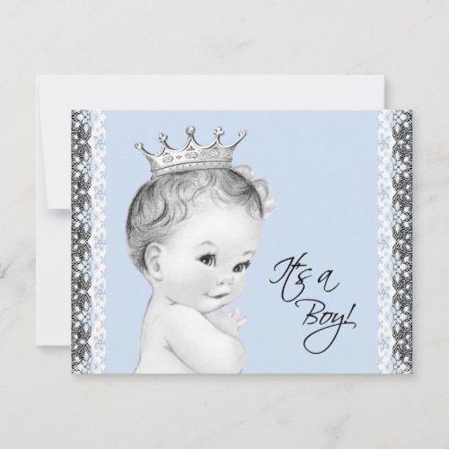 Baby Blue Sweet Little Prince Baby Shower Invitation