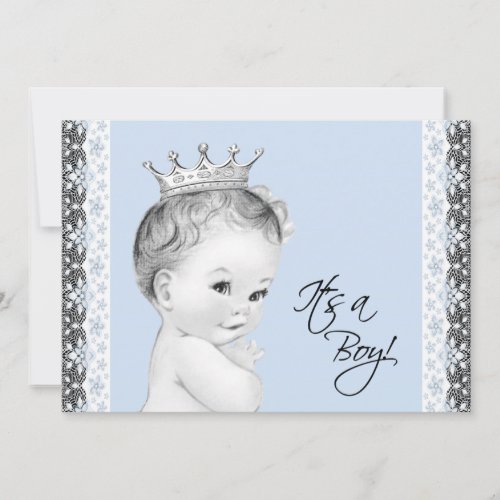 Baby Blue Sweet Little Prince Baby Shower Invitation