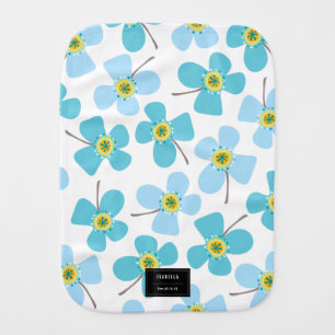 Baby Blue Sweet Whimsical Daisies Girl Burp Cloth
