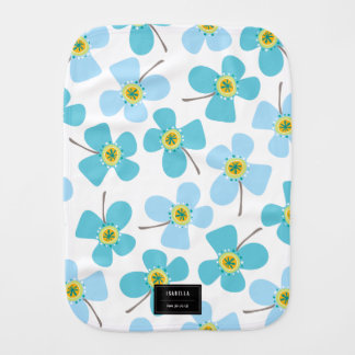 Baby Blue Sweet Whimsical Daisies Girl Burp Cloth
