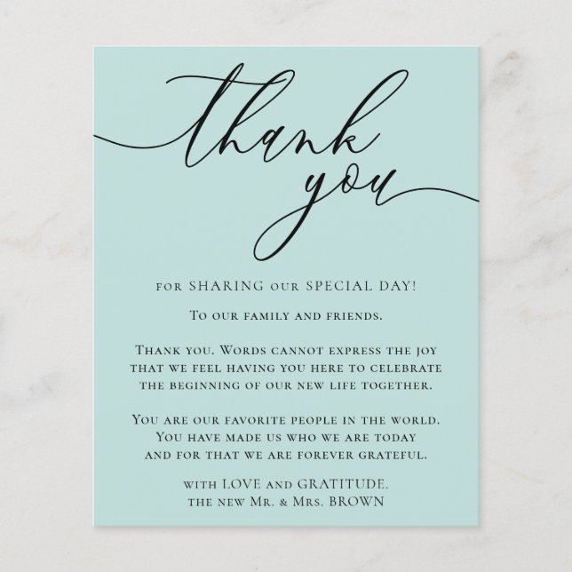 Baby Blue Teal Custom Photo Budget Thank You Flyer (Front)