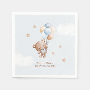 Baby Blue Teddy Bear Baby Shower Napkins