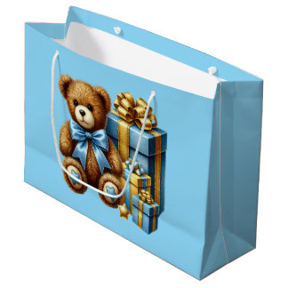 Baby Blue Teddy Bear Large Gift Bag