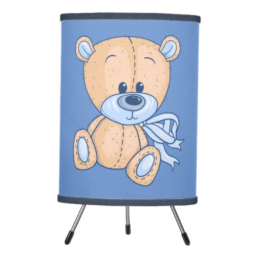 Baby Blue Teddy Bear Tripod Lamp