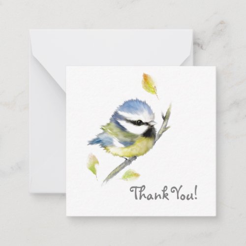 Baby  Blue tit  Bird Thank You Note card