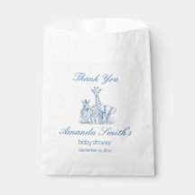 Baby Blue Toile Safari Baby Shower Favor Bag