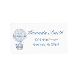 Baby Blue Toile Safari Baby Shower Return Address Label