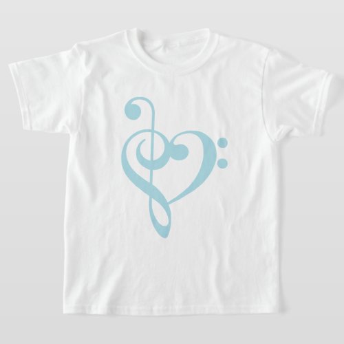 Baby Blue Treble Clef  Bass Clef Heart T_Shirt