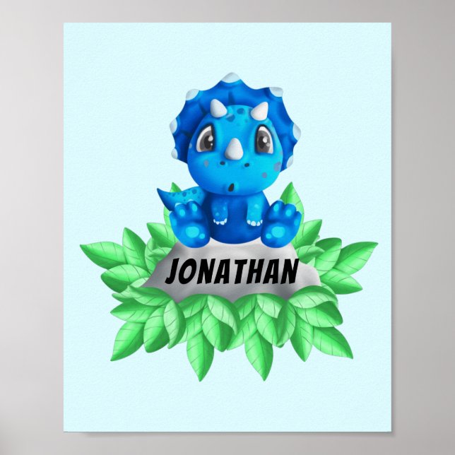 Baby Blue Triceratops Dinosaur  Poster (Front)