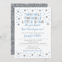 Baby Blue Twinkle Star Baby Shower Invitation