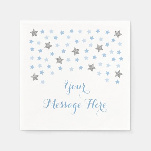 Baby Blue Twinkle Star Baby Shower Paper Napkins