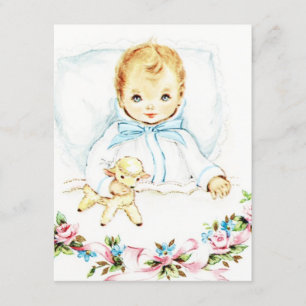 Baby Blue Vintage Baby Boy Shower Invitation